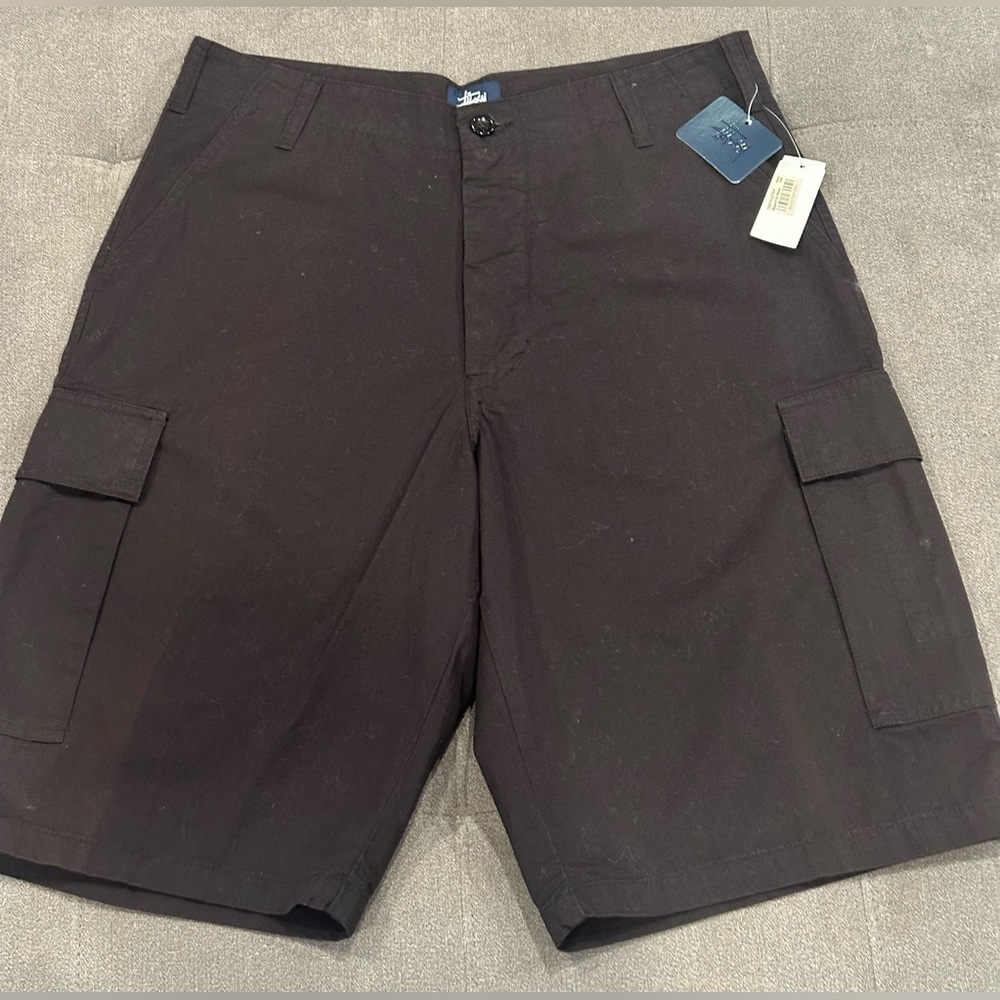NWT Men’s Black Stussy “Payday” Cargo Shorts 100% Cotton